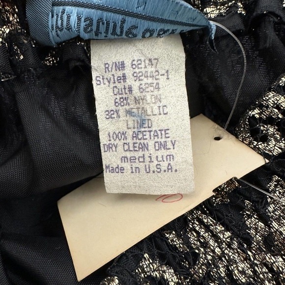 Christine David Womens Vintage Midi Skirt Size M New Gold Black Lace Metallic - Picture 6 of 10